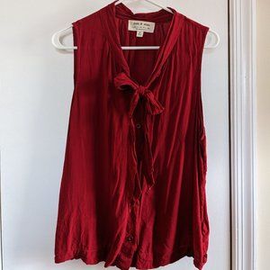 Red Sleeveless Blouse
